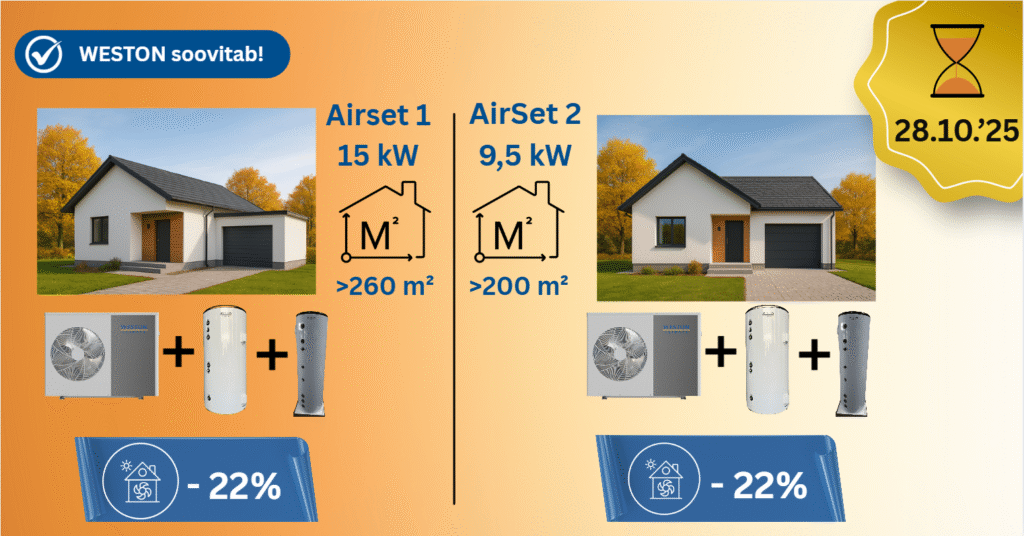 Zestawy pomp ciepła do domów o powierzchni do 260 m², do domów o powierzchni do 200 m²