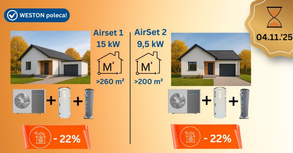Zestawy pomp ciepła do domów do 260m2, domów do 200m2